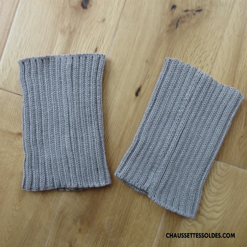 Guêtres Femme En Maille Genouillère De Laine Court Chaussette Hiver Gris Foncé