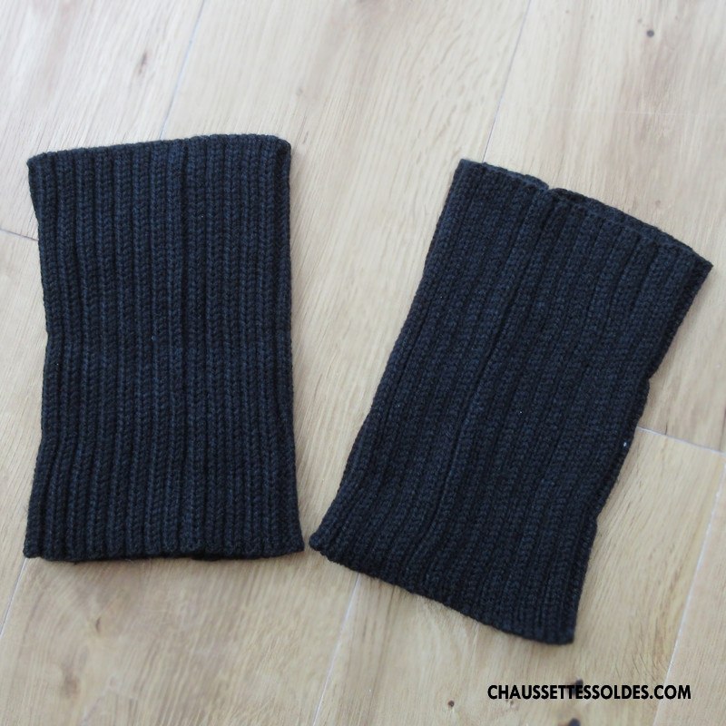 Guêtres Femme En Maille Genouillère De Laine Court Chaussette Hiver Gris Foncé
