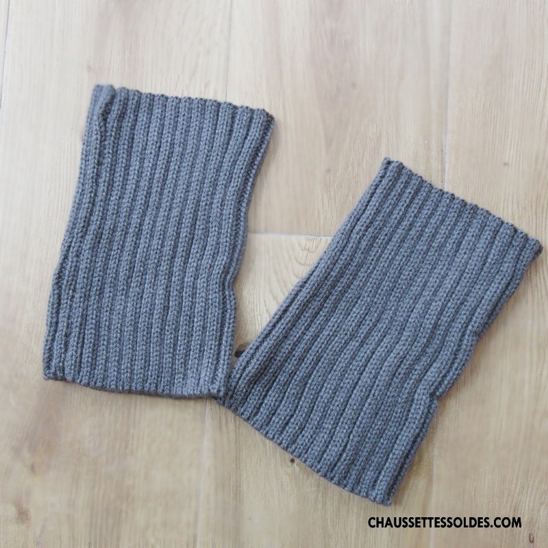 Guêtres Femme En Maille Genouillère De Laine Court Chaussette Hiver Gris Foncé