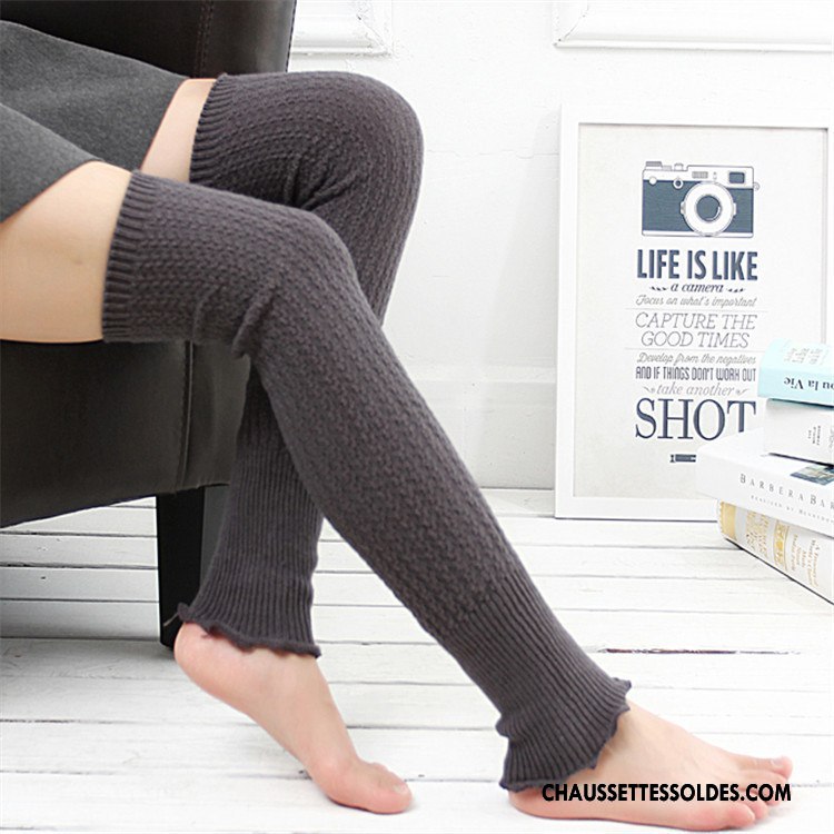 Guêtres Femme Europe Chaussette Longue Le Nouveau En Maille Fleurs Rouge Violet