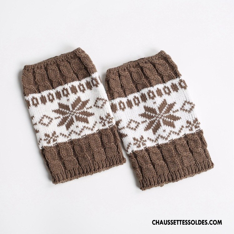 Guêtres Femme Flocon De Neige En Maille Europe Chaussette Court Noël Couleurs Mixtes Couleur De Contraste Marron / Brun