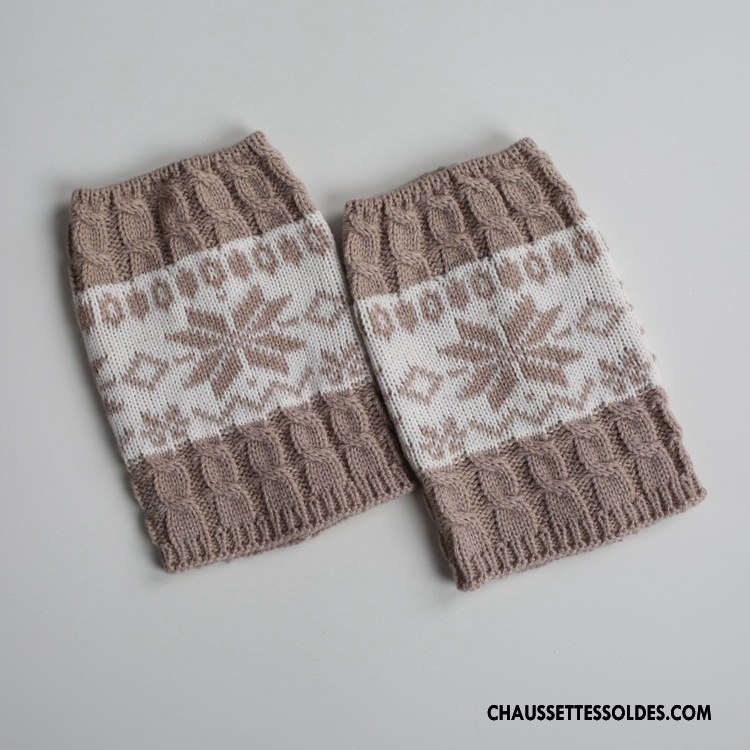 Guêtres Femme Flocon De Neige En Maille Europe Chaussette Court Noël Couleurs Mixtes Couleur De Contraste Marron / Brun
