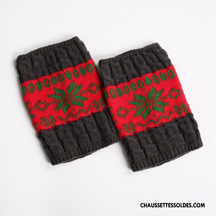 Guêtres Femme Flocon De Neige En Maille Europe Chaussette Court Noël Couleurs Mixtes Couleur De Contraste Marron / Brun