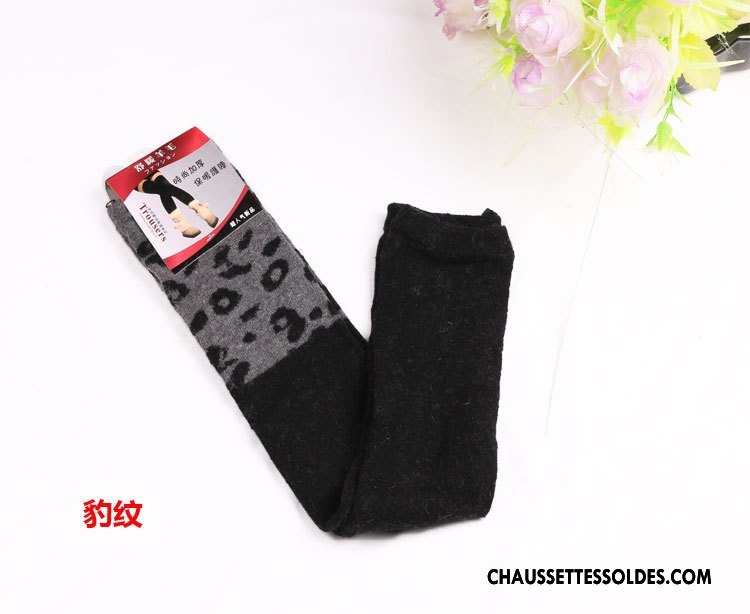 Guêtres Femme Hiver Chaussette Long Stock L'automne Genouillère De Laine Noir