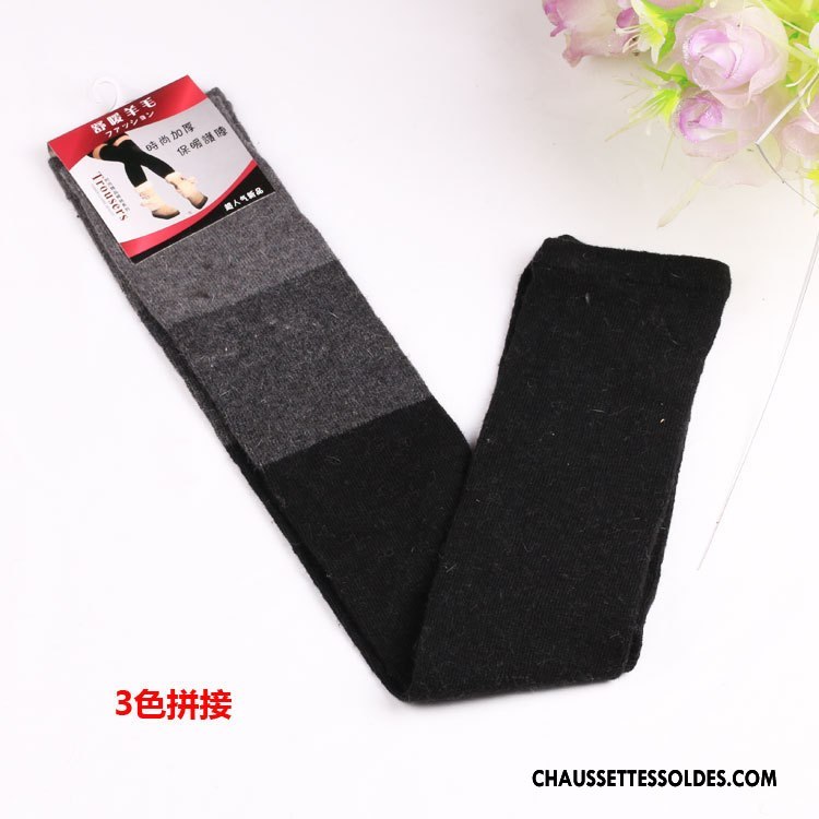 Guêtres Femme Hiver Chaussette Long Stock L'automne Genouillère De Laine Noir