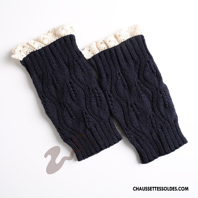 Guêtres Femme Hiver Feuilles L'automne Thermiques De Laine En Maille Blanc