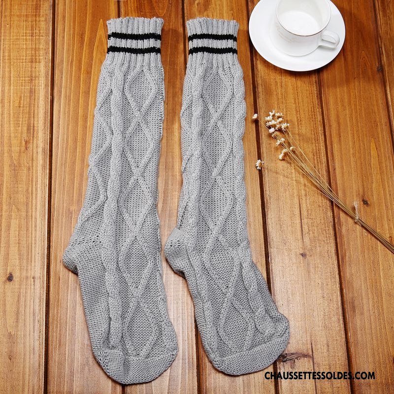 Guêtres Femme Hiver Longue Renforcé Thermiques Chaussette De Laine Gris