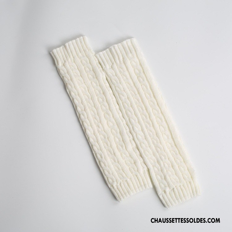 Guêtres Femme L'automne En Maille Chaussette Hiver Thermiques Blanc