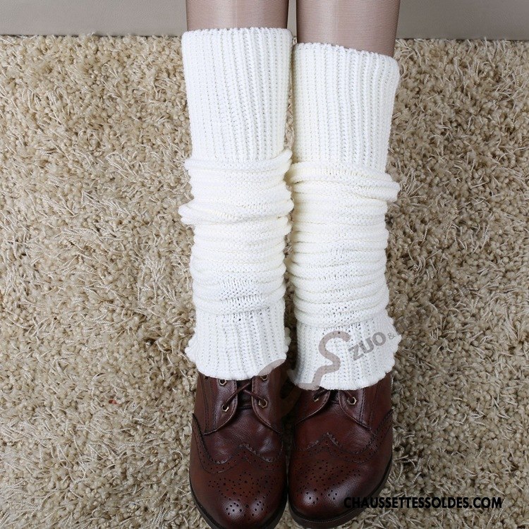 Guêtres Femme L'automne En Maille Thermiques De Laine Évasé Chaussette Bleu