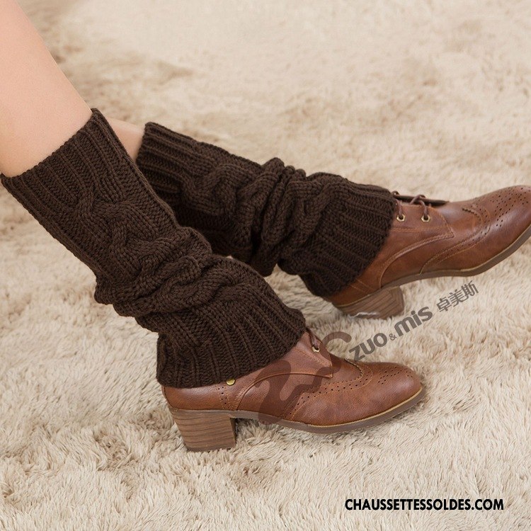 Guêtres Femme L'automne Le Nouveau Fleurs De Laine En Maille Chaussette Noir