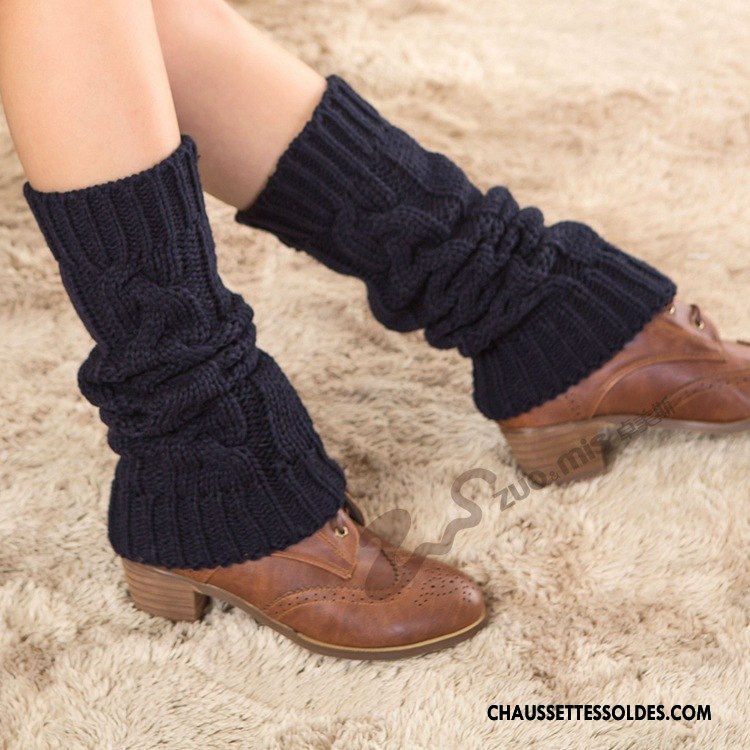 Guêtres Femme L'automne Le Nouveau Fleurs De Laine En Maille Chaussette Noir