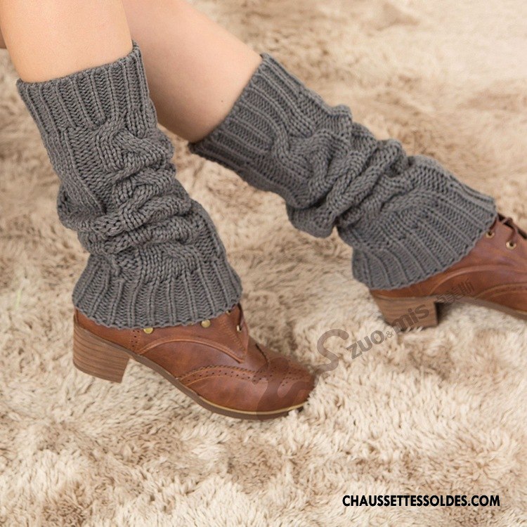 Guêtres Femme L'automne Le Nouveau Fleurs De Laine En Maille Chaussette Noir