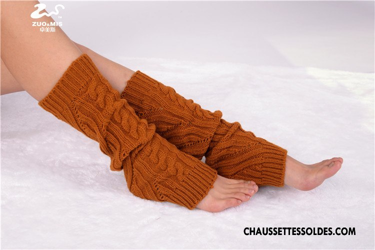 Guêtres Femme L'automne Thermiques En Maille Orange De Laine Gros Rouge