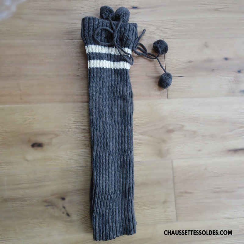Guêtres Femme Le Nouveau En Maille De Laine Chaussette Genouillère Hiver Noir