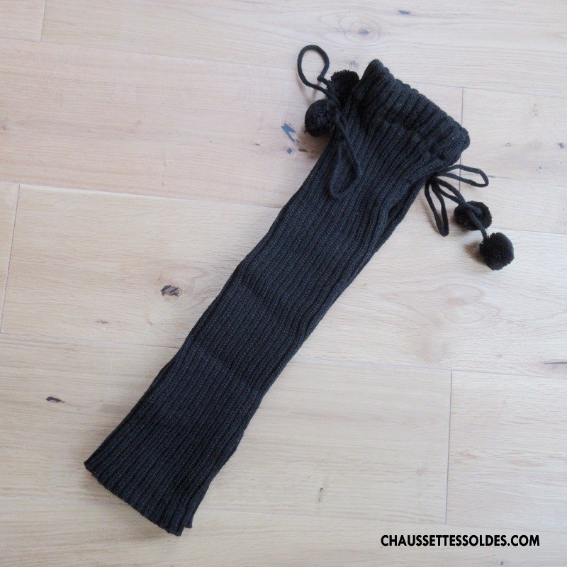 Guêtres Femme Le Nouveau En Maille De Laine Chaussette Genouillère Hiver Noir