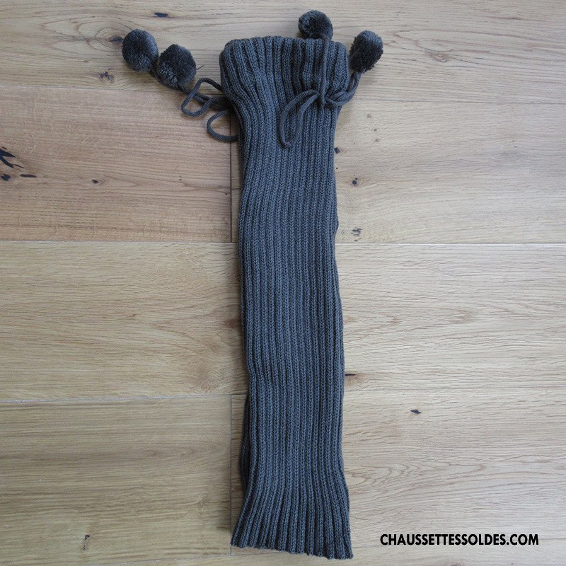 Guêtres Femme Le Nouveau En Maille De Laine Chaussette Genouillère Hiver Noir