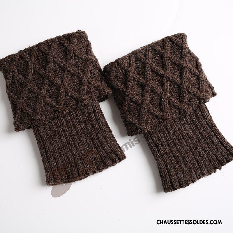 Guêtres Femme Le Nouveau Grille De Laine Gros De Boîtier Chaussette Marron