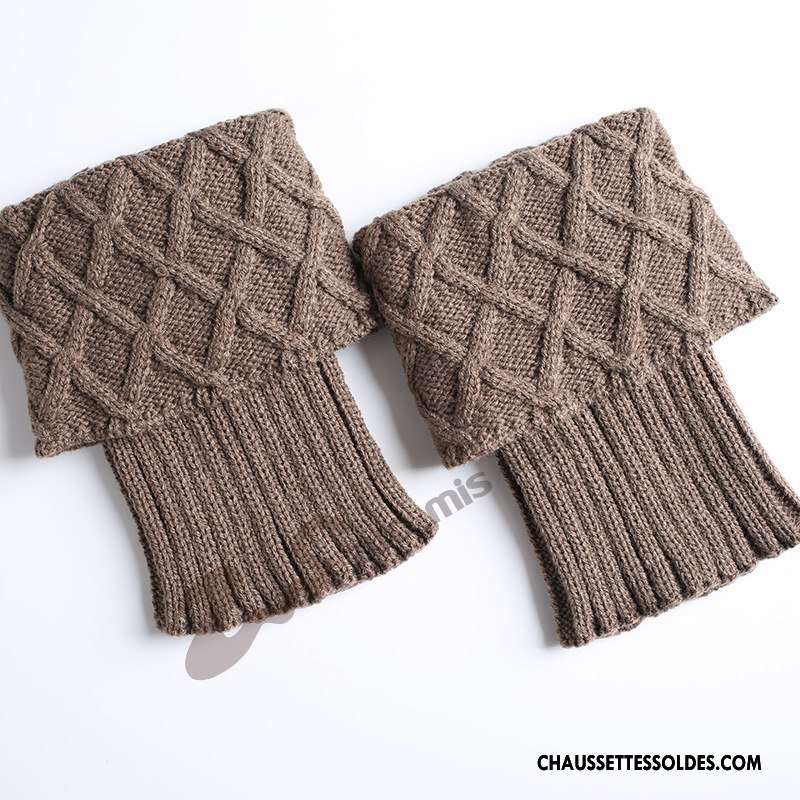 Guêtres Femme Le Nouveau Grille De Laine Gros De Boîtier Chaussette Marron