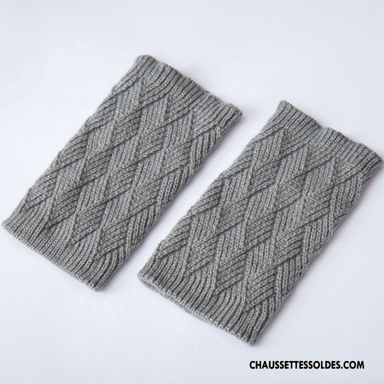 Guêtres Femme Le Nouveau L'automne En Maille Hiver Chaussette De Laine Or Argent Gris