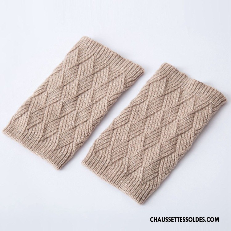 Guêtres Femme Le Nouveau L'automne En Maille Hiver Chaussette De Laine Or Argent Gris