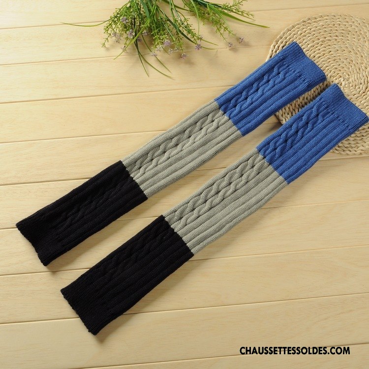 Guêtres Femme Long Stock Hiver Baggy Renforcé De Laine Chaussette Bleu