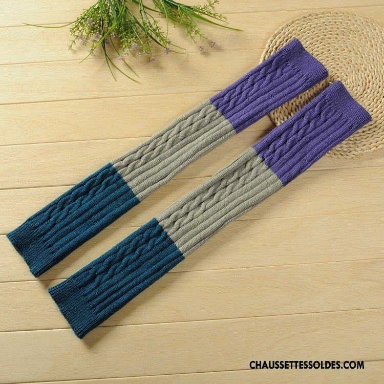 Guêtres Femme Long Stock Hiver Baggy Renforcé De Laine Chaussette Bleu