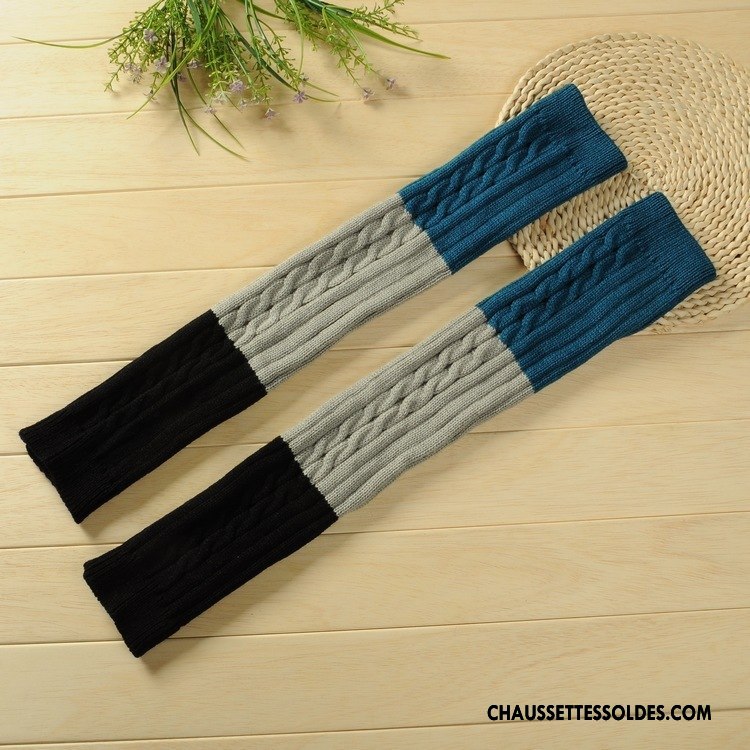 Guêtres Femme Long Stock Hiver Baggy Renforcé De Laine Chaussette Bleu