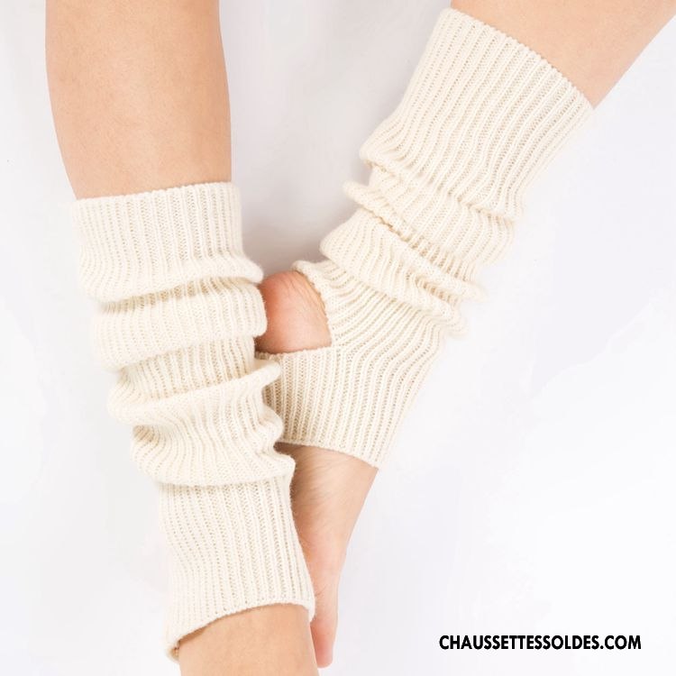 Guêtres Femme Mouvement Longue De Laine Yoga En Maille Chaussette Blanc