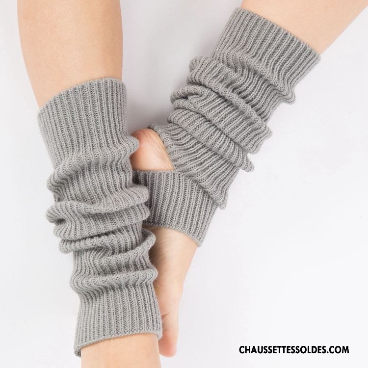Guêtres Femme Mouvement Longue De Laine Yoga En Maille Chaussette Blanc