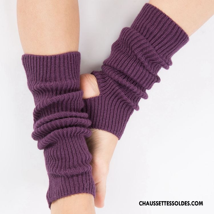 Guêtres Femme Mouvement Longue De Laine Yoga En Maille Chaussette Blanc