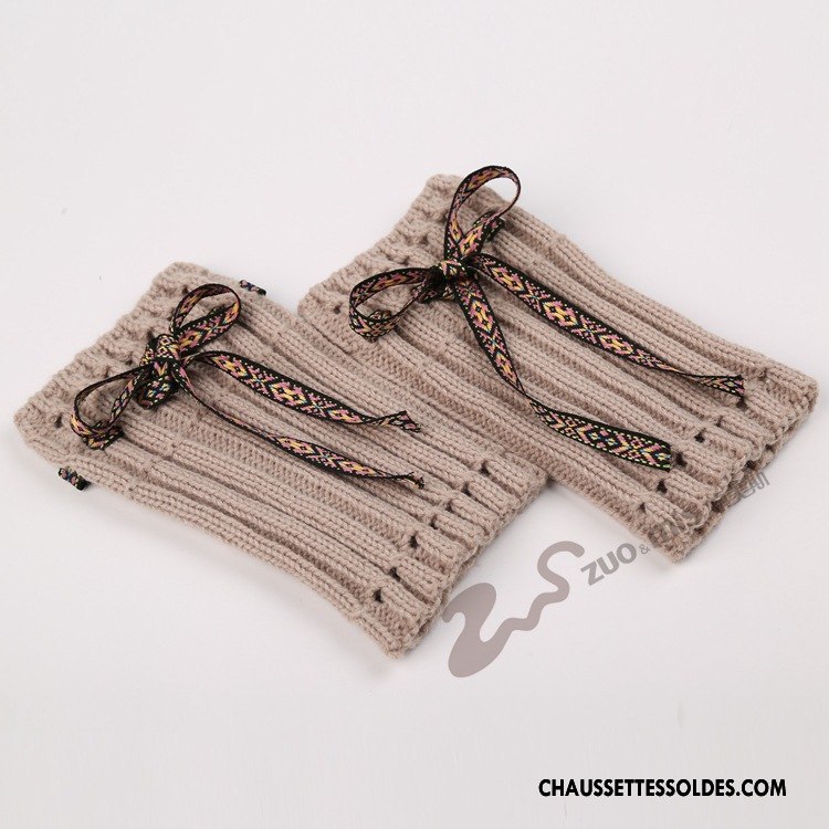 Guêtres Femme Petit Thermiques De Laine Chaussette Europe En Maille Marron / Brun