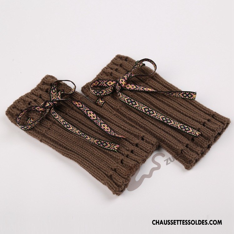 Guêtres Femme Petit Thermiques De Laine Chaussette Europe En Maille Marron / Brun