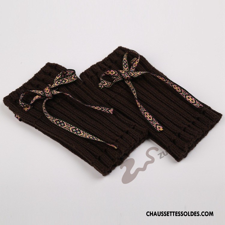 Guêtres Femme Petit Thermiques De Laine Chaussette Europe En Maille Marron / Brun