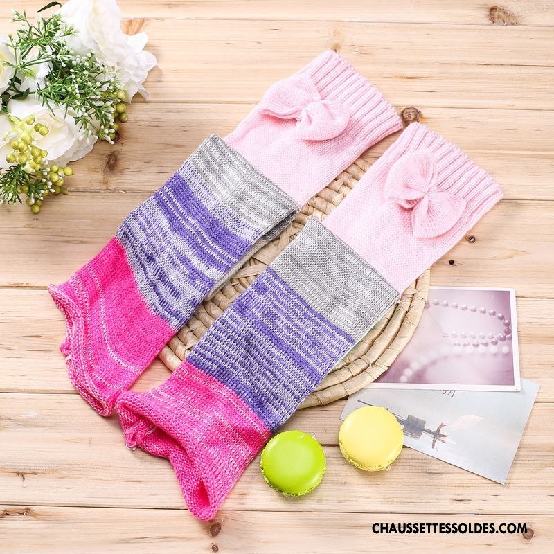 Guêtres Femme Rayé De Laine Thermiques Renforcé Hiver L'automne Arc En Ciel Coloré