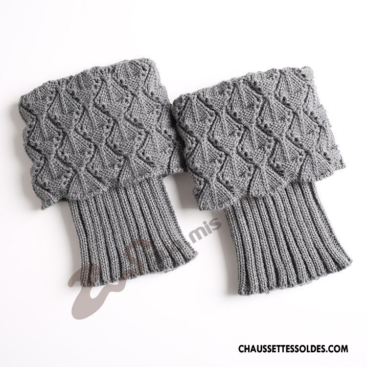 Guêtres Femme Style Chaud Chaussette Thermiques En Maille Europe De Laine Gris