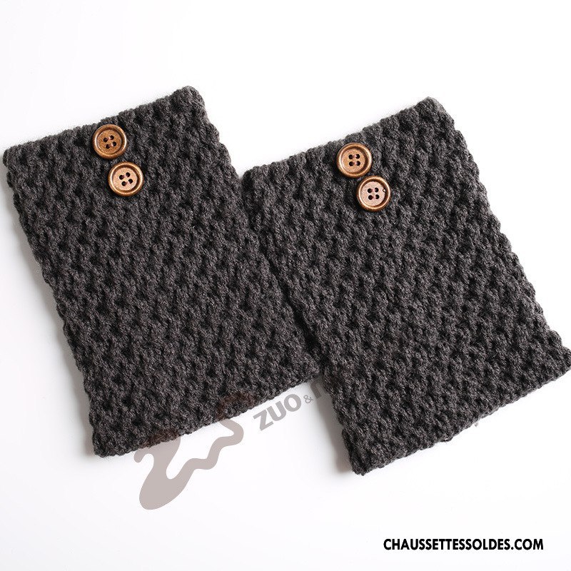Guêtres Femme Thermiques Court En Maille Bouton Le Nouveau Twill Gris