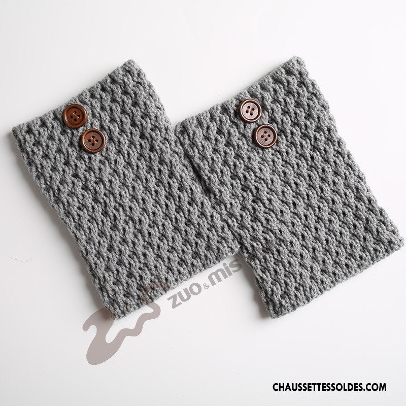 Guêtres Femme Thermiques Court En Maille Bouton Le Nouveau Twill Gris