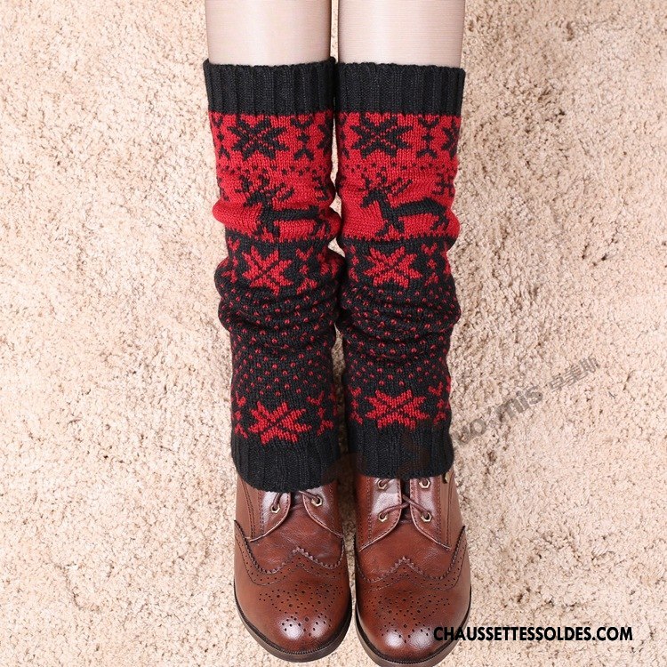 Guêtres Femme Thermiques En Maille L'automne Hiver Chaussette De Laine Bleu
