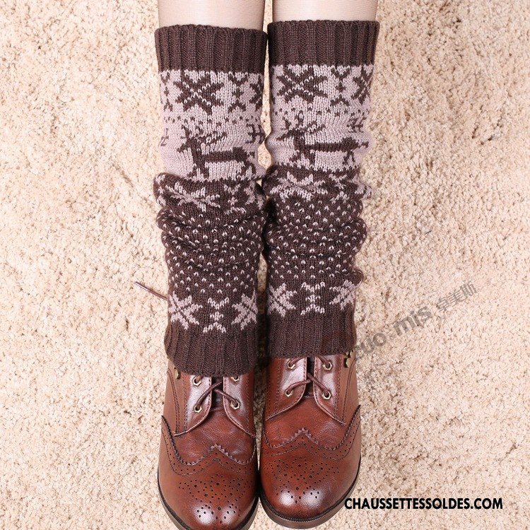 Guêtres Femme Thermiques En Maille L'automne Hiver Chaussette De Laine Bleu