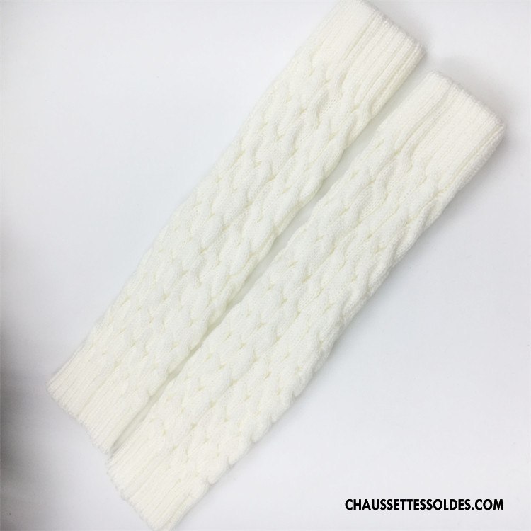 Guêtres Femme Thermiques Fleurs De Laine Genouillère De Boîtier Chaussette Blanc