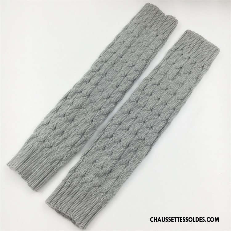 Guêtres Femme Thermiques Fleurs De Laine Genouillère De Boîtier Chaussette Blanc