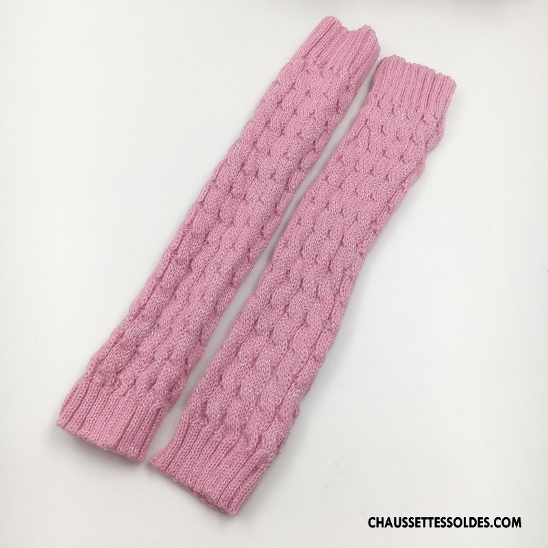 Guêtres Femme Thermiques Fleurs De Laine Genouillère De Boîtier Chaussette Blanc
