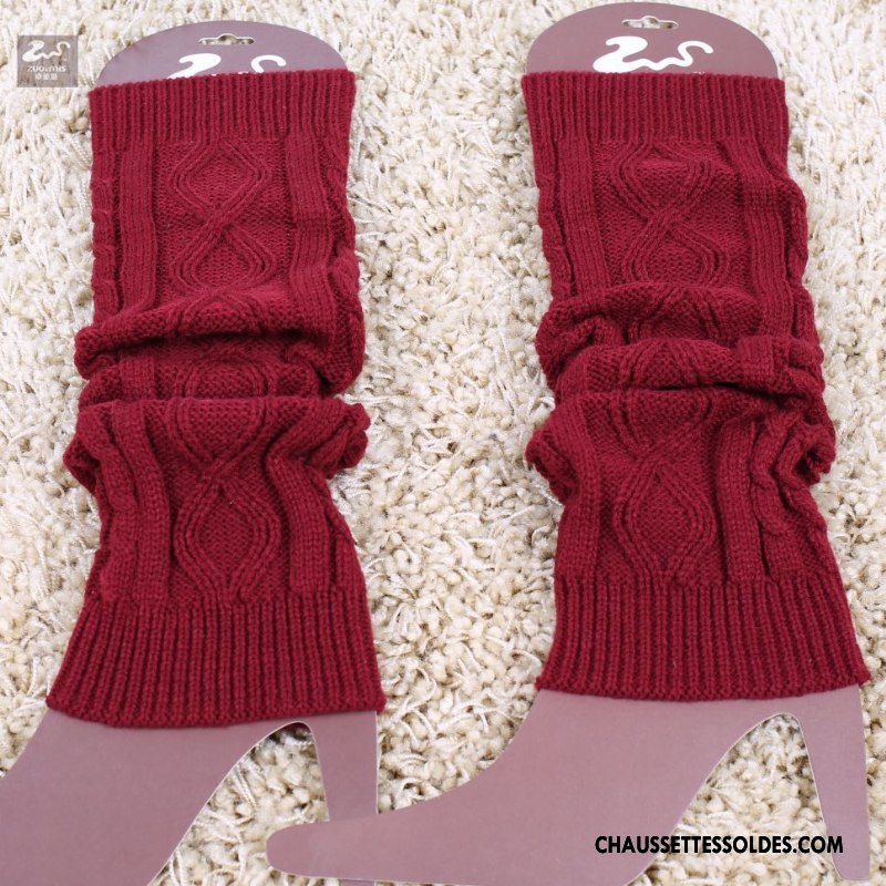 Guêtres Femme Thermiques L'automne De Laine Hiver Chaussette En Maille Violet