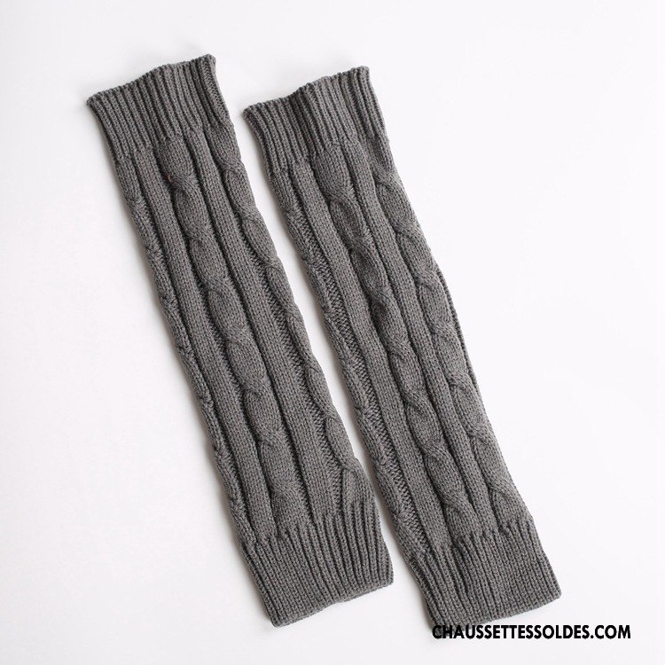 Guêtres Femme Thermiques L'automne Hiver De Laine En Maille Chaussette Gris Foncé