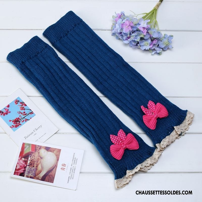Guêtres Femme Thermiques Le Nouveau Dentelle Hiver Papillon L'automne Bleu