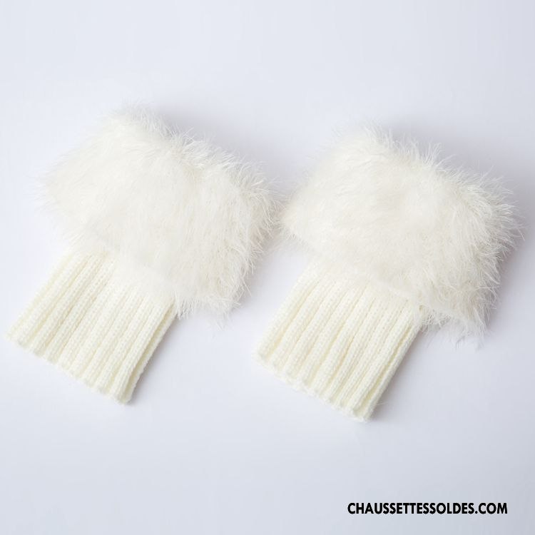Guêtres Femme Yarn Court En Maille Plume Chaussette De Laine Pure Blanc
