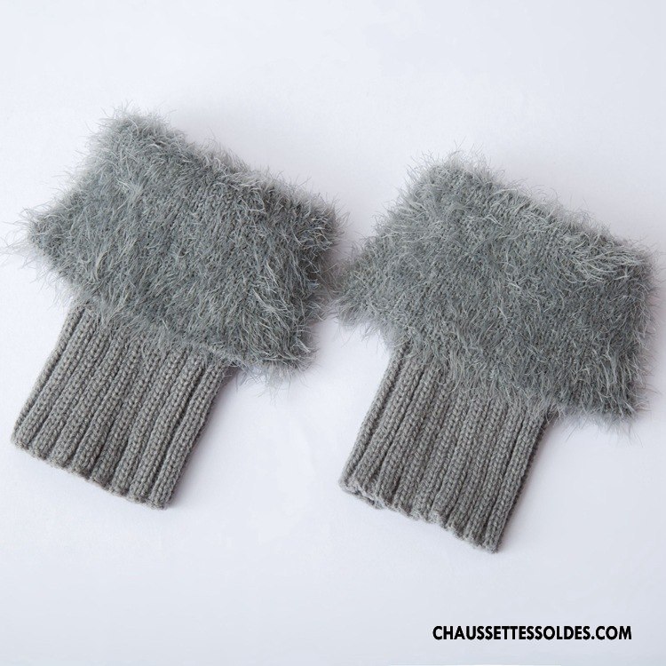Guêtres Femme Yarn Court En Maille Plume Chaussette De Laine Pure Blanc