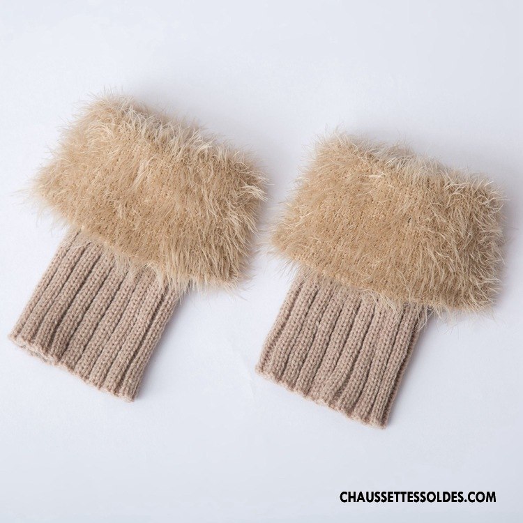 Guêtres Femme Yarn Court En Maille Plume Chaussette De Laine Pure Blanc