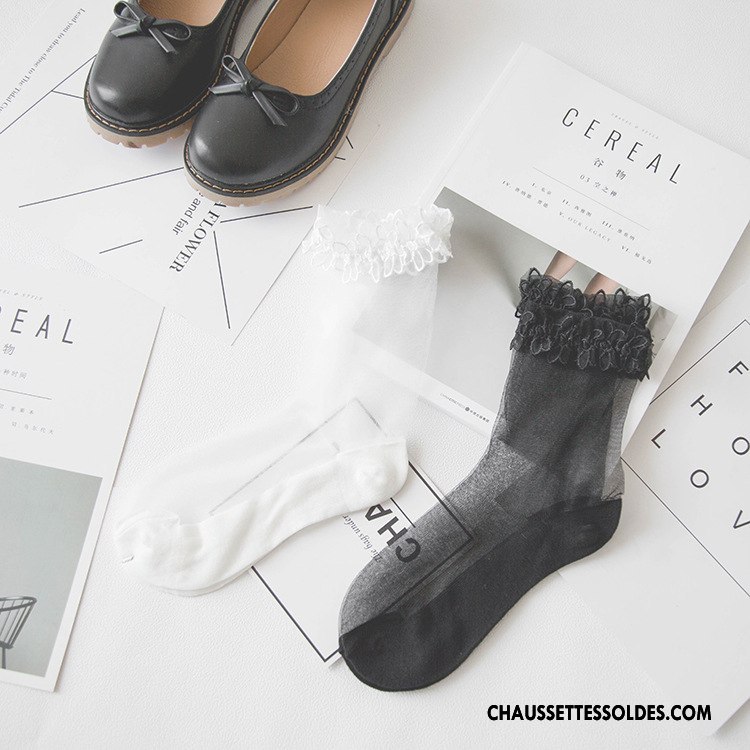 Bas Bas De Soie Femme Antidérapant Dentelle Courte Chaussette De Noël Été Nouvelles Arrivées Blanc