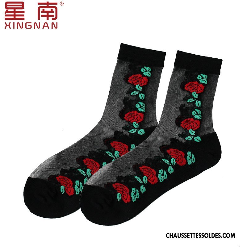 Bas Bas De Soie Femme Chaussette Basse Coupée Invisible Cristal Soie De Glace Été Courte Noir